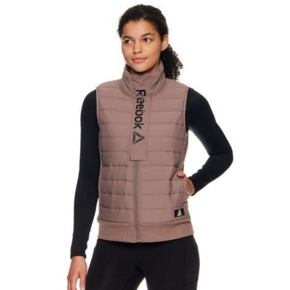 Reebok Women’s Getaway Vest Size Large L Deep Taupe Quilted Full Zip Front Vest